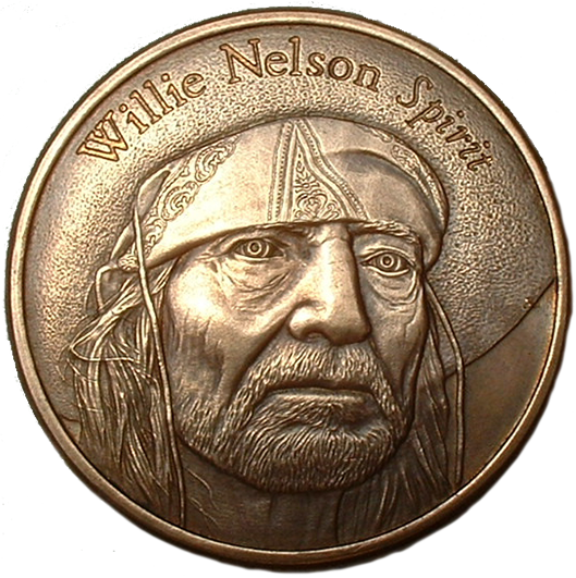 Willie Nelson Portrait - Promotional Piece for Island Records Release of the Album 'Spirit' - Bronze 1.5''