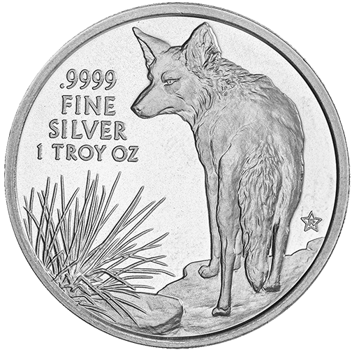 Texas Precious Metals Coyote - 1oz Silver Bullion 1.5'' - Original Design