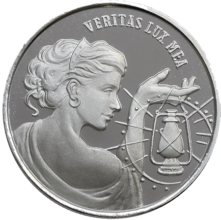 Veritas Lux Mea; Truth Is My Light - Obverse - 1oz silver 1.5'' - Original Design 'Latin Series'